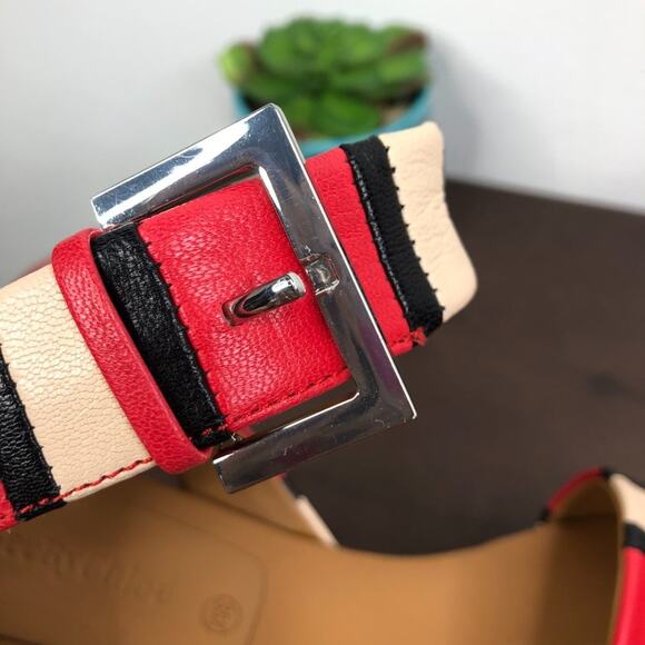 NEW See By Chloe 'Patti' Tri-Tone Striped Leather Cork Wedge Sandals - Picture 7 of 11